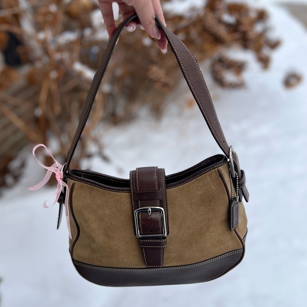 Coach Suede Brown Hamptons Shoulder Bag 🤎